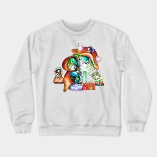 Adorable giant cat with a wood elf archer Crewneck Sweatshirt